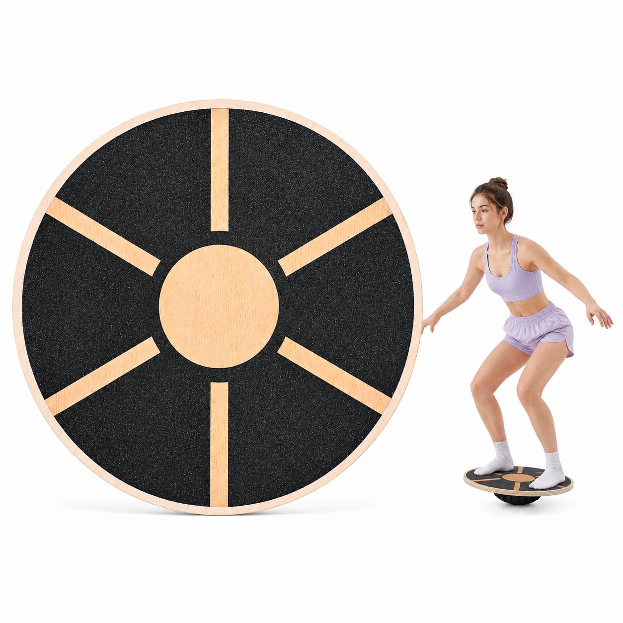 Pilates Yoga Gifts - Kaymaz Ahşap Denge Tahtası, Göbek Kası