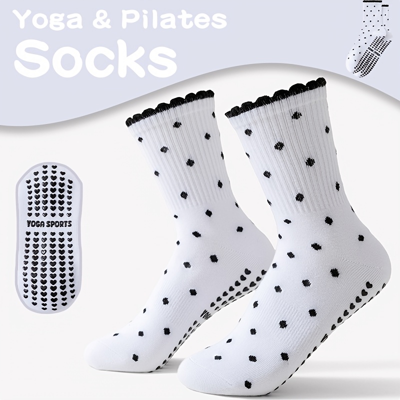 Pilates Yoga Gifts - Kadınlar için Beyaz Siyah Noktalı Kaymaz