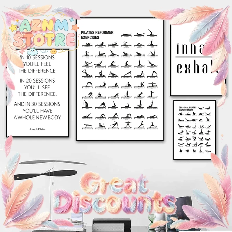 Pilates Yoga Gifts - Pilates Egzersiz Tablosu Posteri Kanvas Baskıları