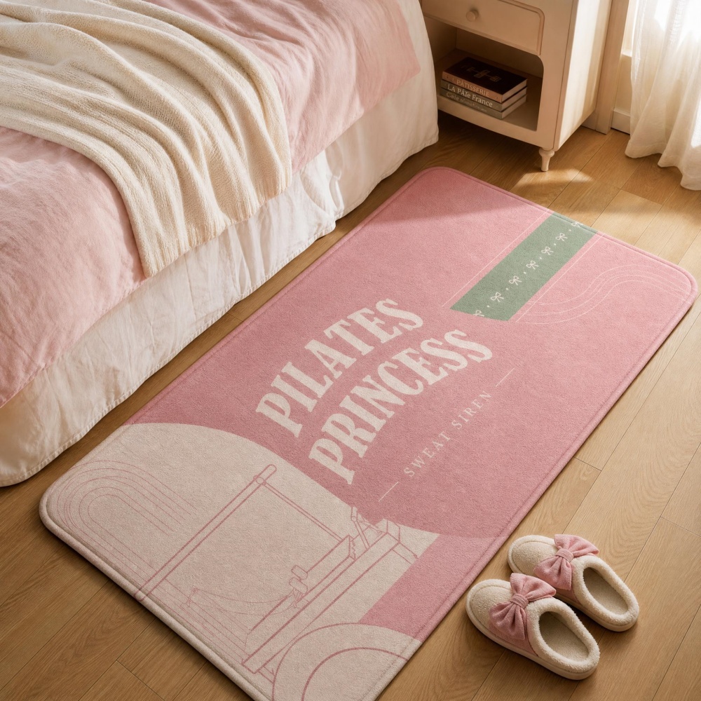 Pilates Yoga Garage - Yumuşak Flanel Dikdörtgen Zemin Halısı Pembe